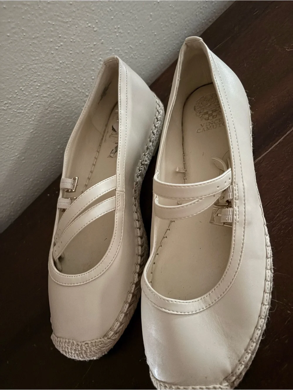 Vince Camuto Cream Mary Jane Espadrille Wedges